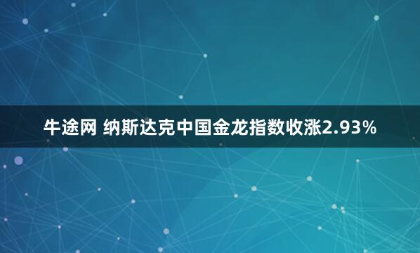 牛途网 纳斯达克中国金龙指数收涨2.93%